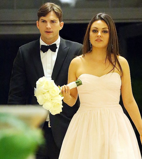 Ashton Kutcher and Mila Kunis at Mila's brother's wedding. Image: Jackson Lee/Splash News Ashton Kutcher and Mila Kunis at Mila's brother's wedding. Image: Jackson Lee/Splash News