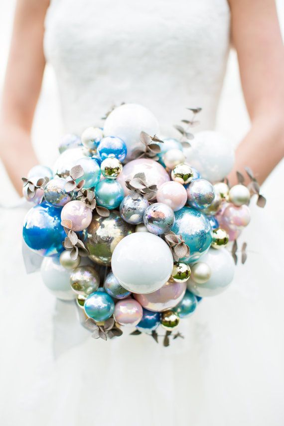 Blue bauble Christmas bouquet