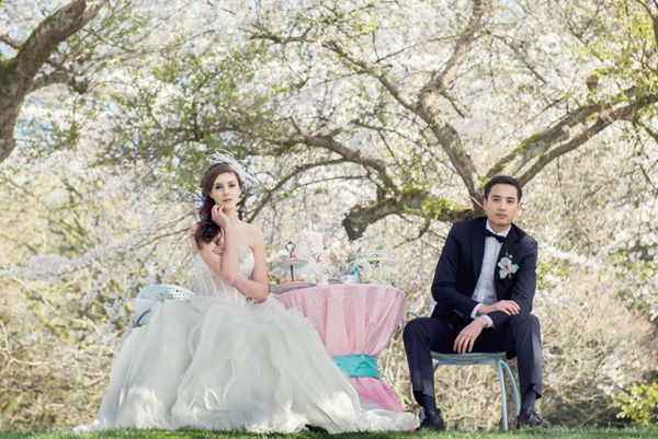 Cherry blossom pink and Tiffany blue wedding theme (13)