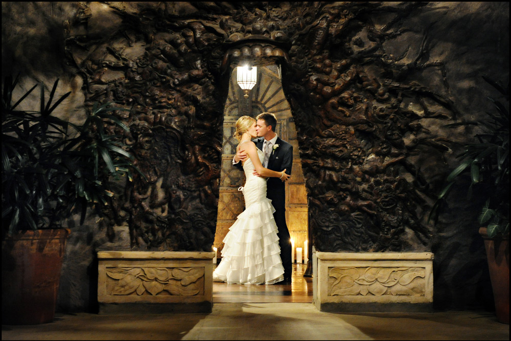 The x-metre high main doors at Villa Botanica were hand-carved in Bali over X months. Image: Iconic Bride Photography