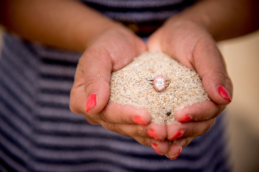 Engagement ring beach proposal