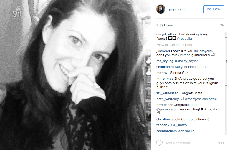 Gary Ablett Jnr has announced his engagement via Instagram.
