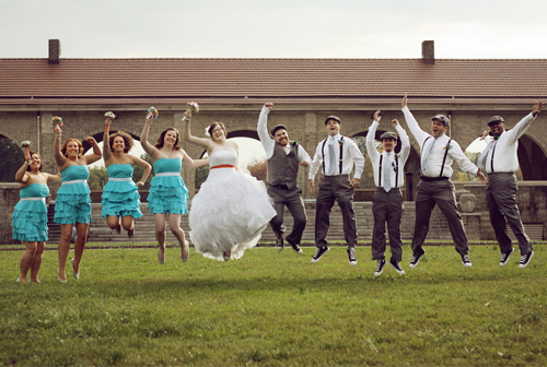 Groom and groomsmen in hats
