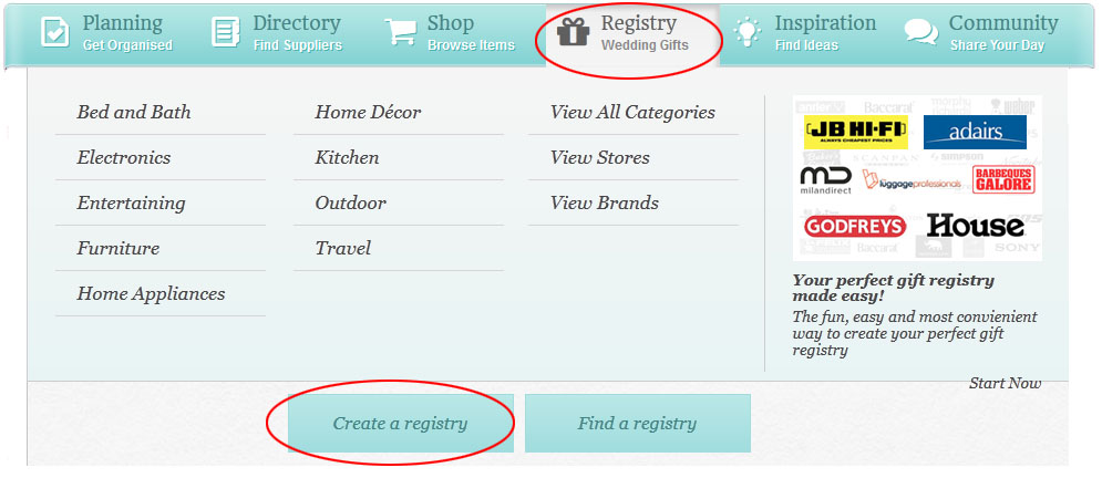 The Easy Weddings gift registry