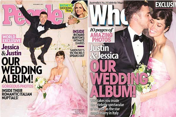 Justin Timerlake and Jessica Biel wedding photo