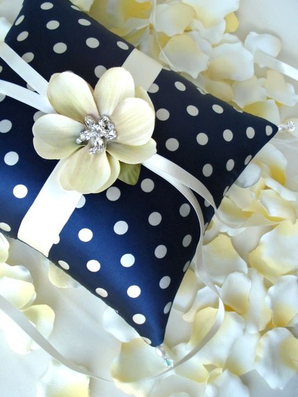 Navy blue ring bearer pillow