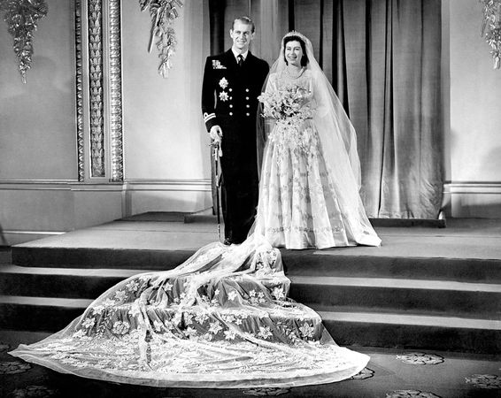 Queen Elizabeth and Prince Philip on their wedding day