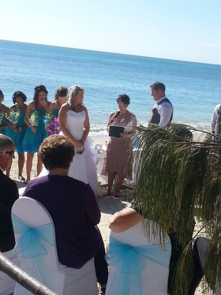 Queensland bride Bree Hargreaves jet skied down the aisle on her wedding day.