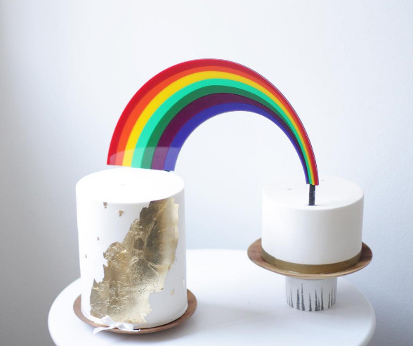 Rainbow wedding cake topper