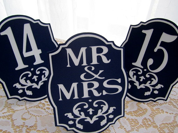 Navy blue table numbers - weddings 