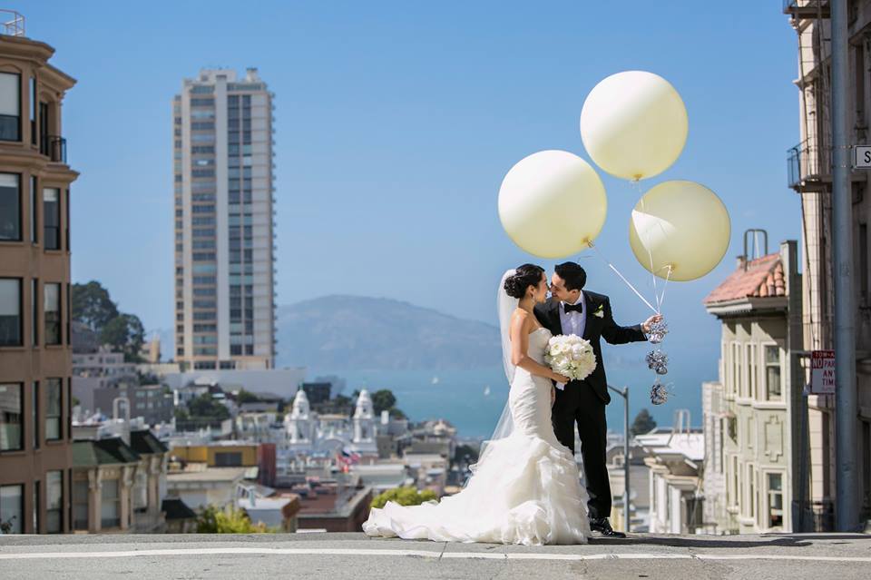 bride wearing a vera wang wedding gown