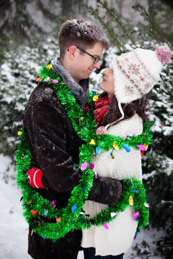 christmas engagement photo shoot