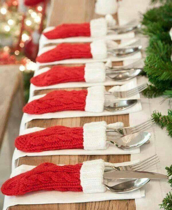dining utensils served in christmas stockings