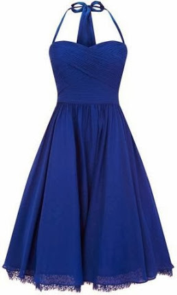 cobalt halter neck dress for bridesmaids