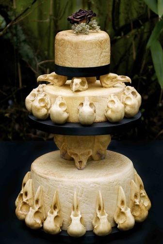 Creepy confectionery: Annabel de Vetten's skull wedding cake is made mostly from white chocolate