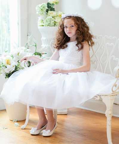 white flower girl dress