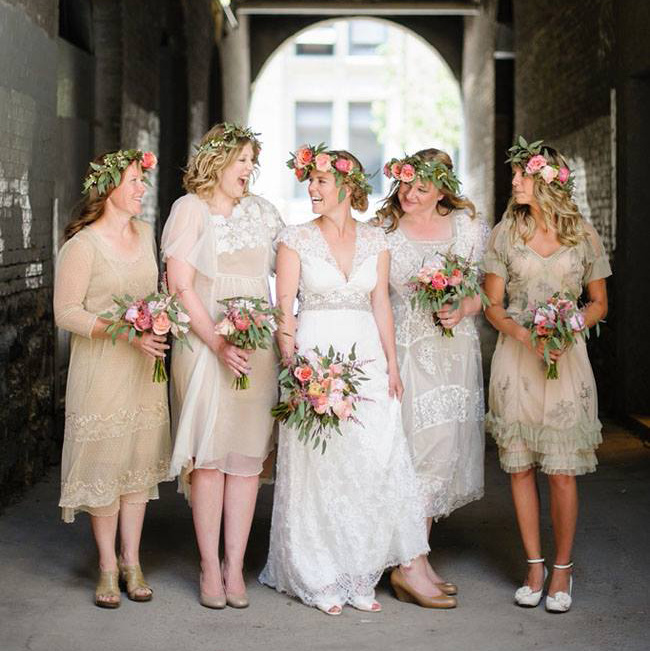 bridal party - farm wedding