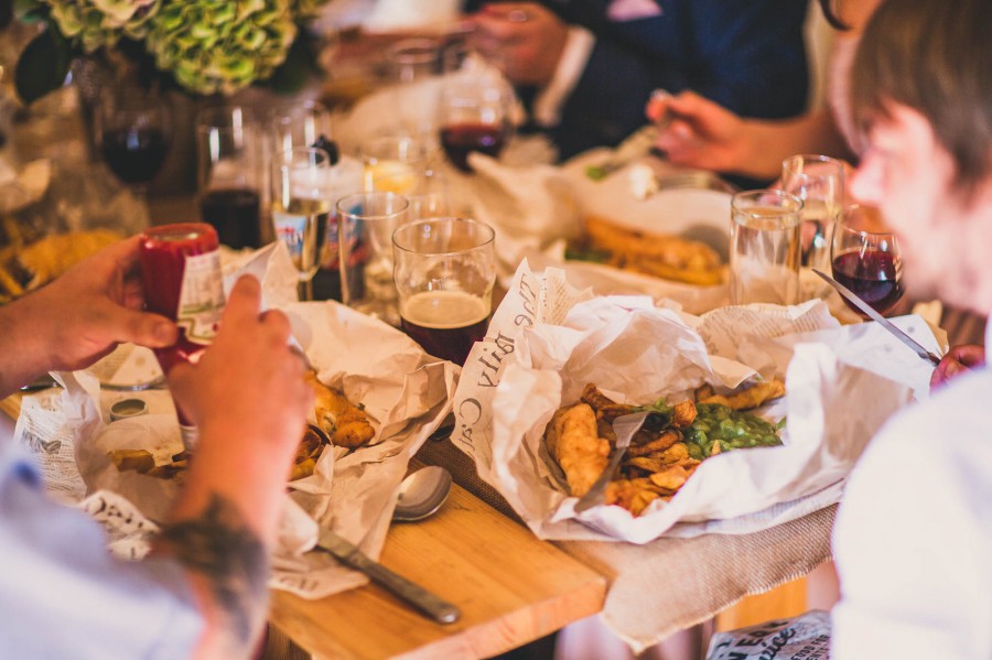 fish and chips real wedding wedding food