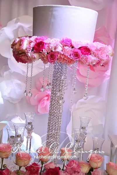 pink floral wedding centrepiece