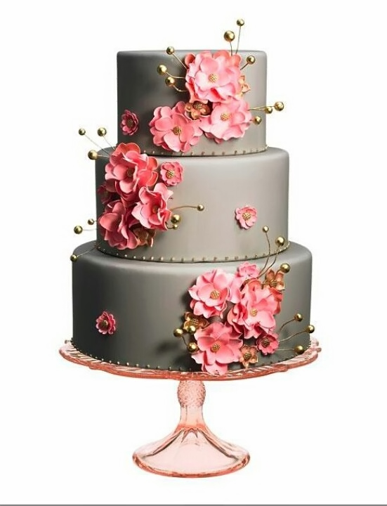 gray pink wedding cake