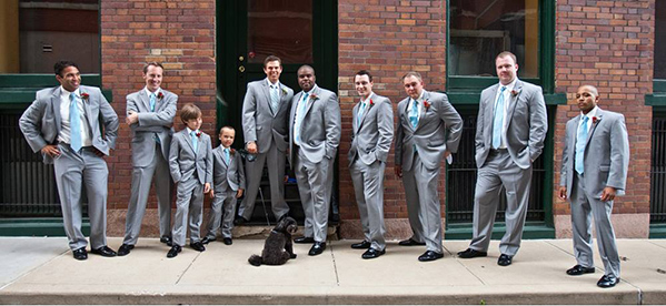 grooms and groomsmen  posing
