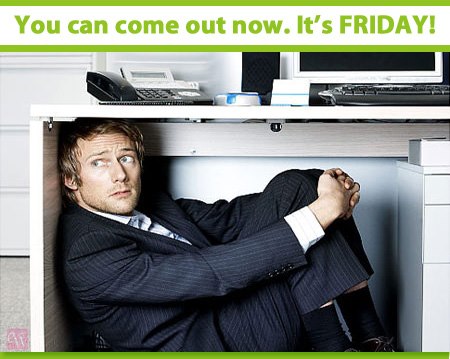 hiding under work desk