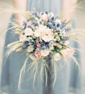 scottish thistle and roses as wedding bouquets