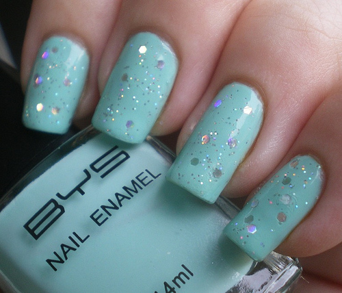 Wedding day nails - blue