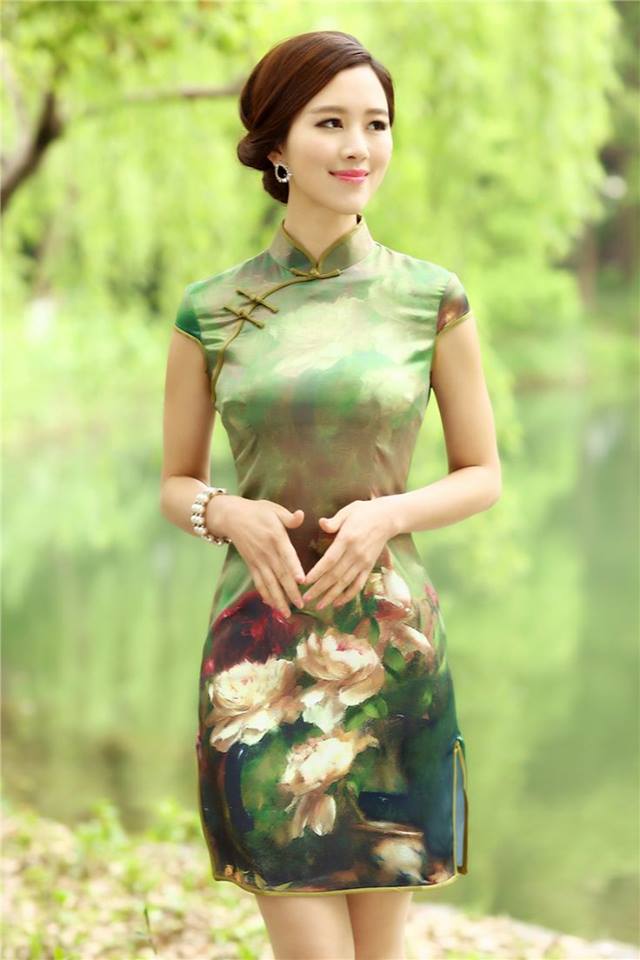 painted and patterned bridesmaids gown