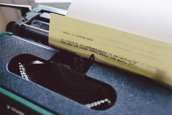 typewriter at wedding 