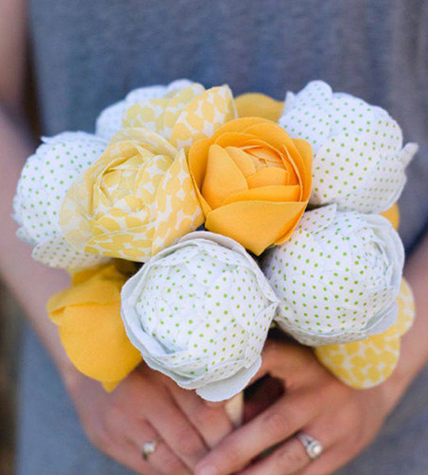 wedding bouquets of paper with floral elements