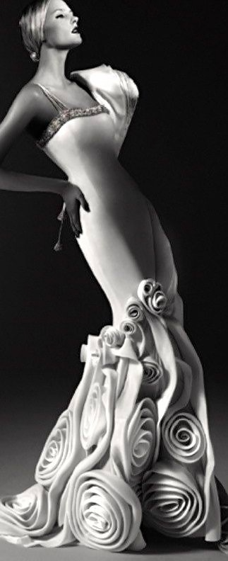 wedding dress with snails and spiral elements