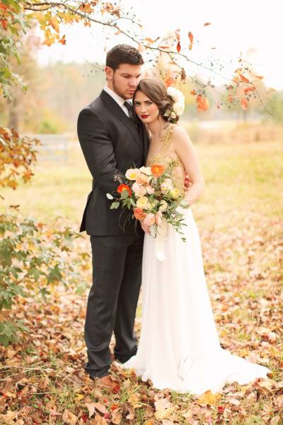 wedding gown with a golden bodice