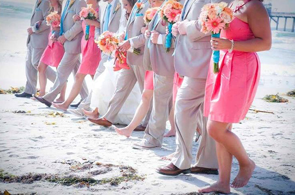 summer wedding party at the beach