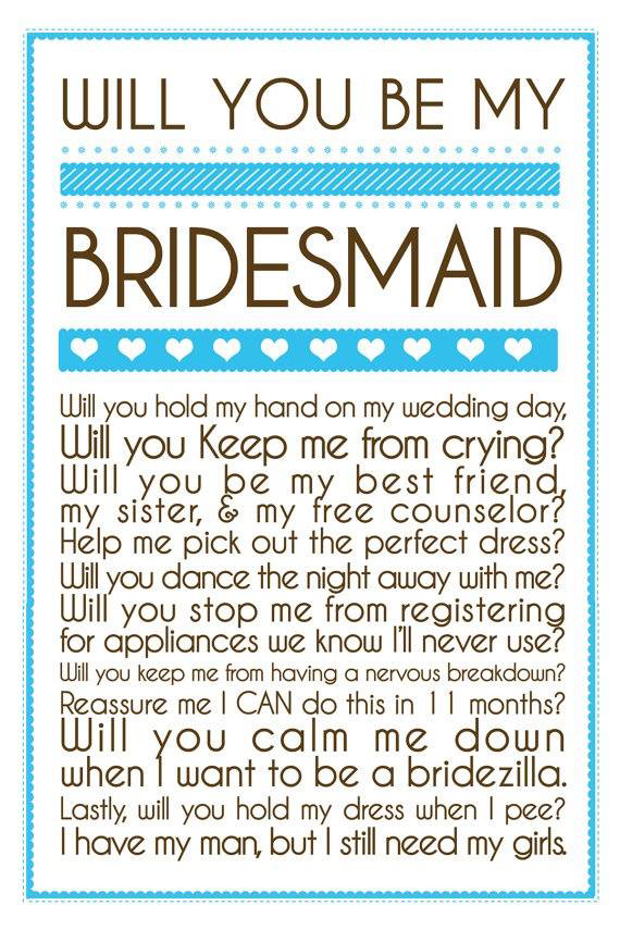 will you be my bridesmaid